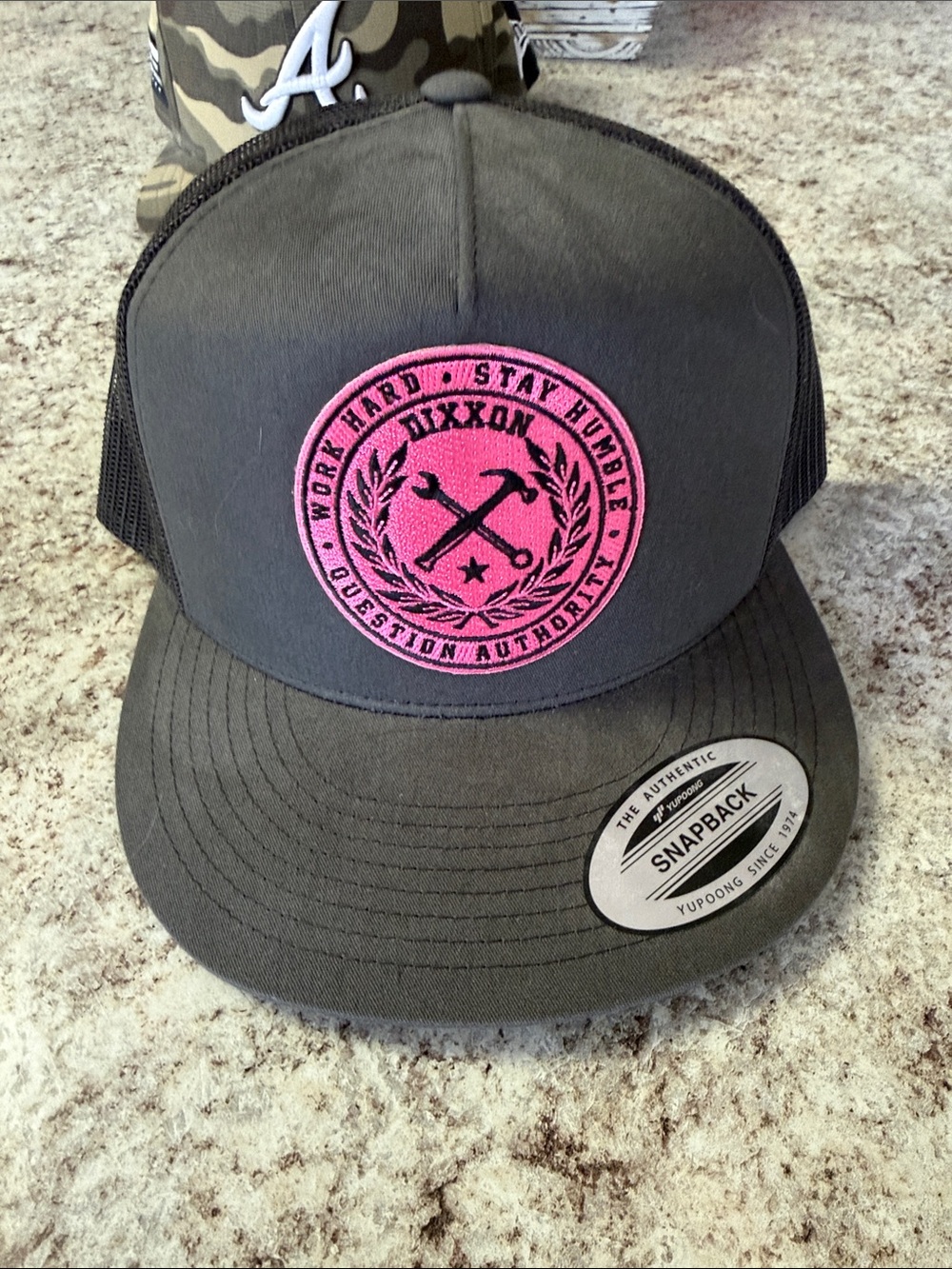 DIXXON Gray Snapback with Pink Emblem Patch
